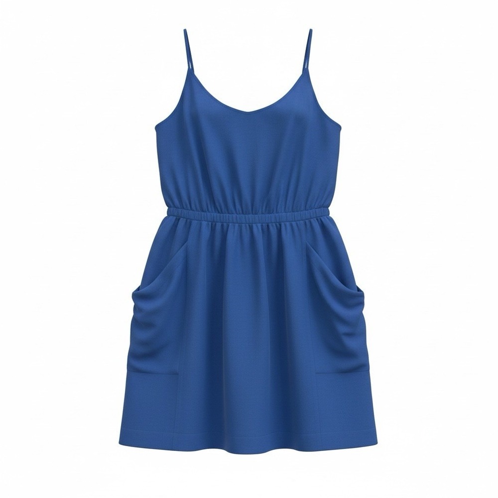 Eliot Women's‎ 100% Silk Strappy Mini Sundress 10 Lined Navy Blue Lightweight